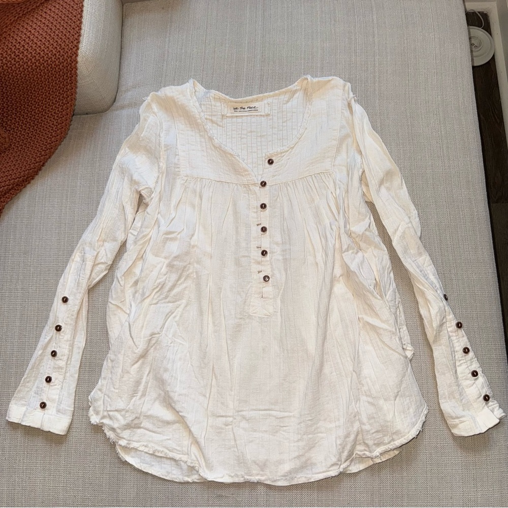 We The Free Long Sleeve Tunic Top Cream - Picture 3 of 8